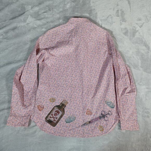 Vintage Levis Floral Button Shirt Womens 12 Betty Boop Art Pink 80s 90s - Picture 7 of 12